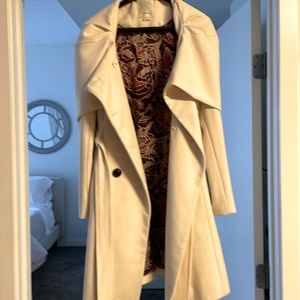 Anthropologie Elevenses Hooded Coat - Cream Size 6